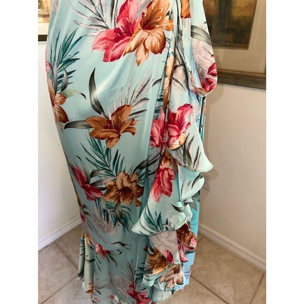 VENUS Maxi Dress Vibrant Floral True Wrap Ruffle Front Size 6 - Picture 5 of 13